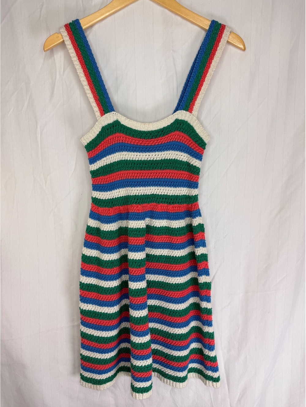 Zara Colorful Striped Crochet Knit Mini Dress
